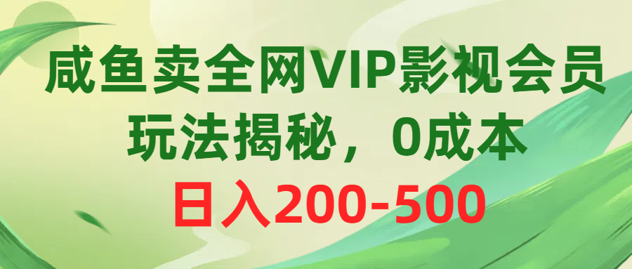 （10517期）咸鱼卖全网VIP影视会员，玩法揭秘，0成本日入200-500-新星起源