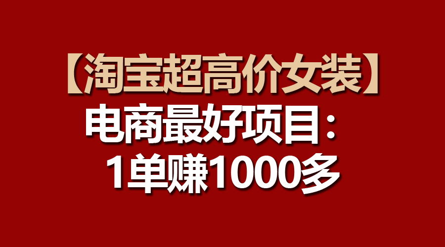 （10514期）【淘宝超高价女装】电商最好项目：一单赚1000多-新星起源