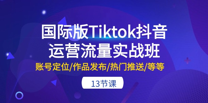 （10712期）国际版Tiktok抖音运营流量实战班：账号定位/作品发布/热门推送/等等-13节-新星起源