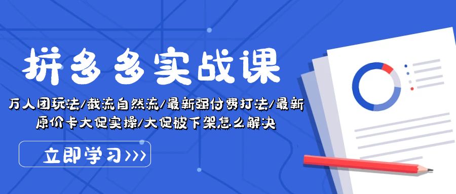 （10865期）拼多多·实战课：万人团玩法/截流自然流/最新强付费打法/最新原价卡大促..-新星起源