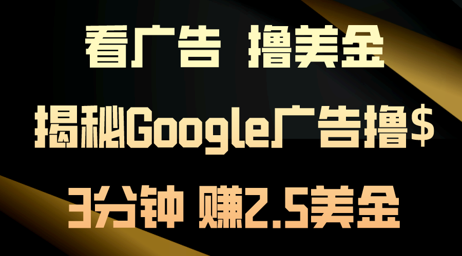 （10912期）看广告，撸美金！3分钟赚2.5美金！日入200美金不是梦！揭秘Google广告…-新星起源