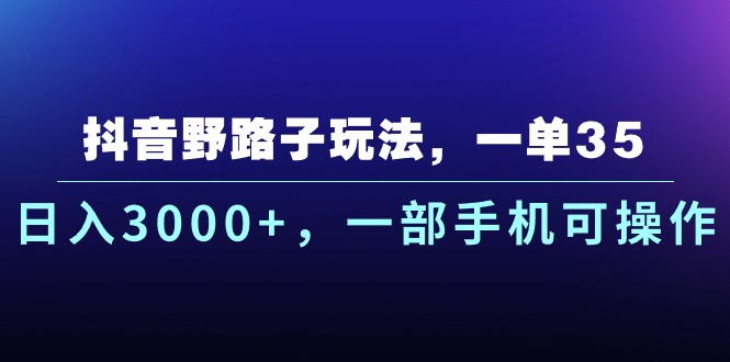 （10909期）抖音野路子玩法，一单35.日入3000+，一部手机可操作-新星起源