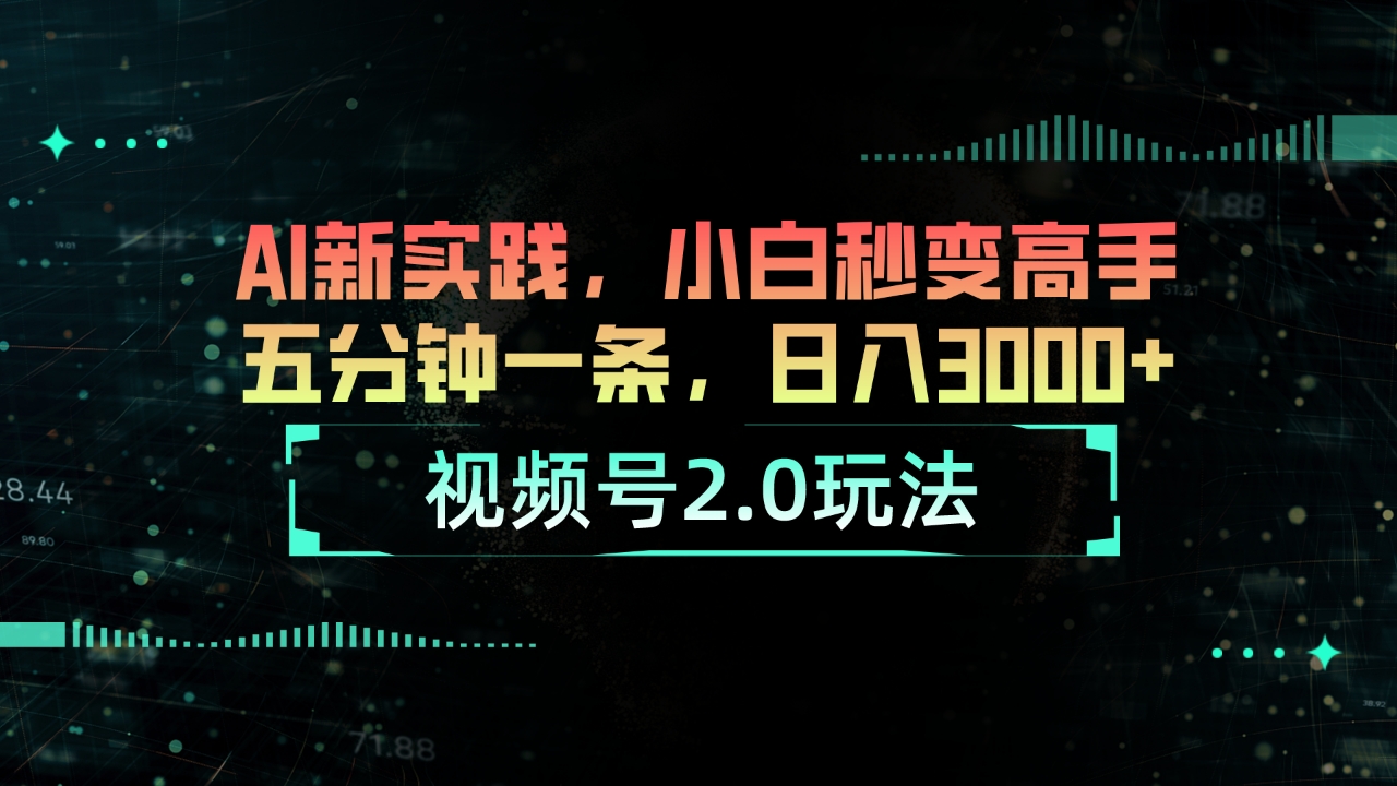 （10888期）视频号2.0玩法 AI新实践，小白秒变高手五分钟一条，日入3000+-新星起源