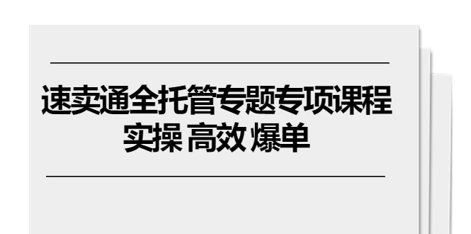 （10917期）速卖通 全托管专题专项课程，实操 高效 爆单（11节课）-新星起源