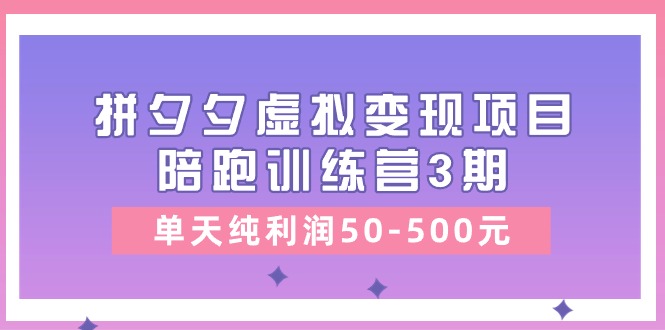 （11000期）某收费培训《拼夕夕虚拟变现项目陪跑训练营3期》单天纯利润50-500元-新星起源