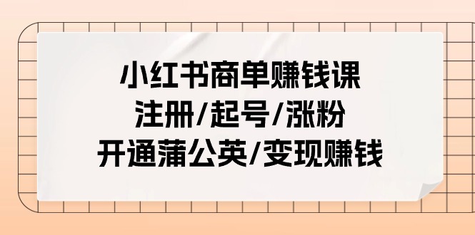 （11130期）小红书商单赚钱课：注册/起号/涨粉/开通蒲公英/变现赚钱（25节课）-新星起源