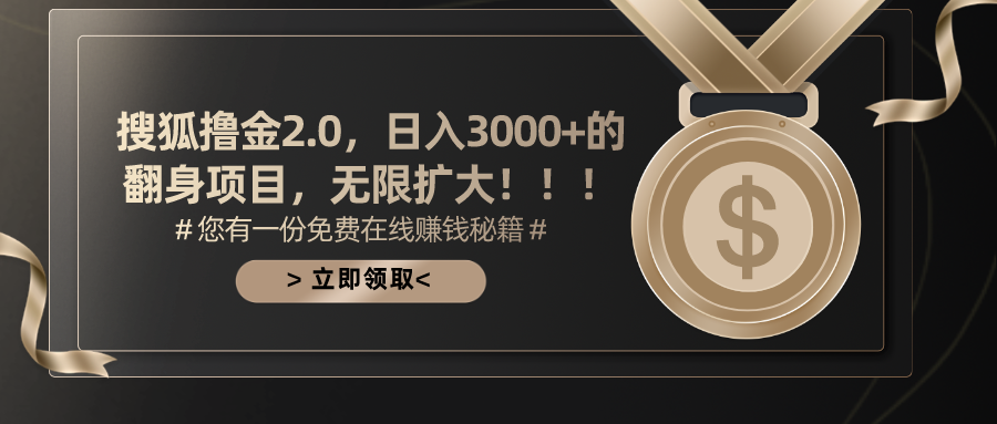 （11196期）搜狐撸金2.0日入3000+，可无限扩大的翻身项目-新星起源