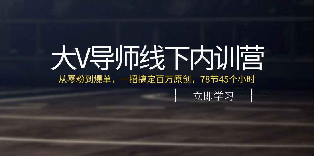 （11261期）大V导师线下内训营：从零粉到爆单，一招搞定百万原创，78节45个小时-新星起源