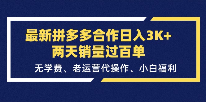 （11288期）最新拼多多合作日入3K+两天销量过百单，无学费、老运营代操作、小白福利-新星起源