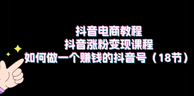 （11436期）抖音电商教程：抖音涨粉变现课程：如何做一个赚钱的抖音号（18节）-新星起源