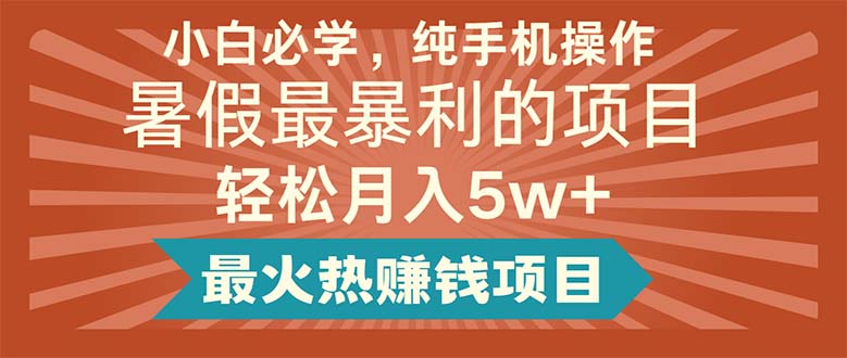 （11583期）小白必学，纯手机操作，暑假最暴利的项目轻松月入5w+最火热赚钱项目-新星起源