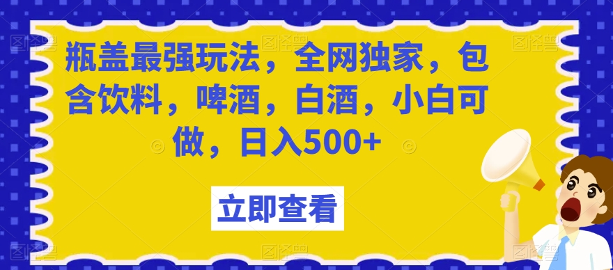 瓶盖最强玩法，全网独家，包含饮料，啤酒，白酒，小白可做，日入500+【揭秘】-新星起源