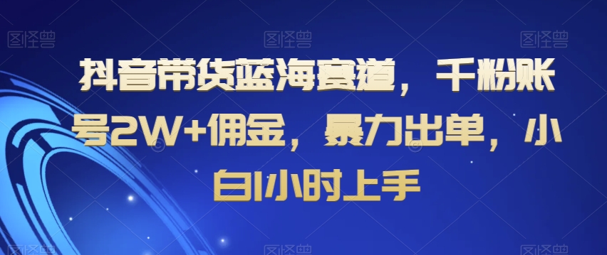 抖音带货蓝海赛道，千粉账号2W+佣金，暴力出单，小白1小时上手【揭秘】-新星起源