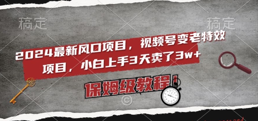 2024最新风口项目，视频号变老特效项目，电脑小白上手3天卖了3w+，保姆级教程【揭秘】-新星起源