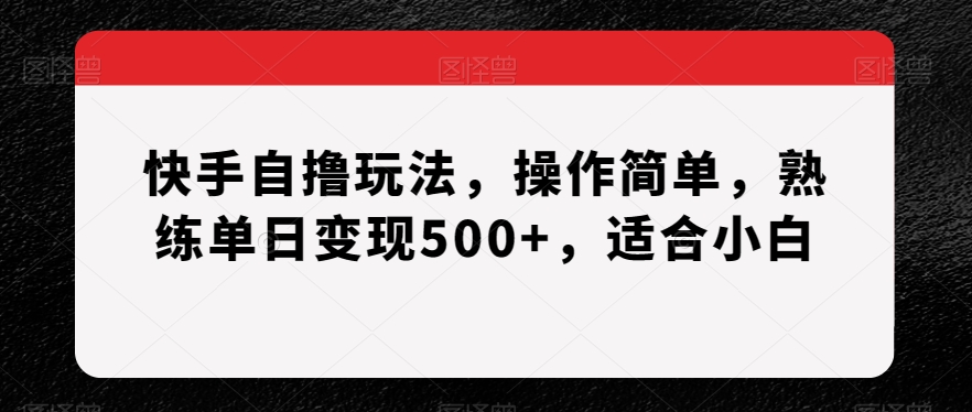 快手自撸玩法，操作简单，熟练单日变现500+，适合小白【揭秘】-新星起源