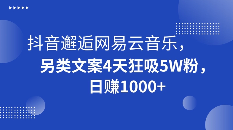 抖音邂逅网易云音乐，另类文案4天狂吸5W粉，日赚1000+【揭秘】-新星起源