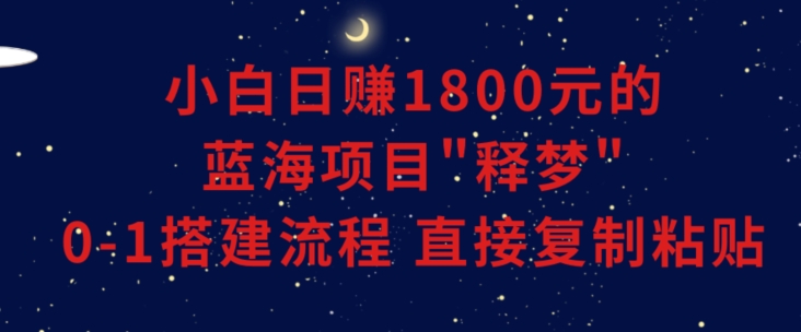 小白能日赚1800元的蓝海项目”释梦”0-1搭建流程可直接复制粘贴长期做【揭秘】-新星起源