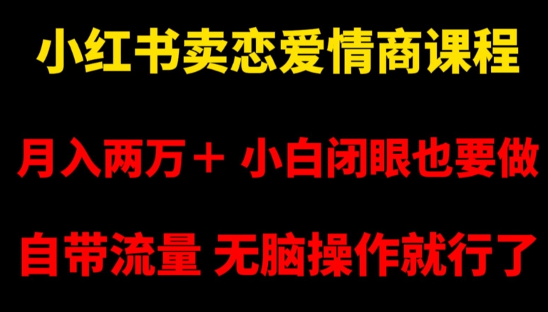 小红书卖恋爱情商课程，月入两万＋，小白闭眼也要做，自带流量，无脑操作就行了【揭秘】-新星起源