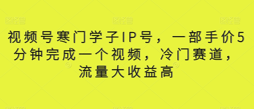 视频号寒门学子IP号，一部手价5分钟完成一个视频，冷门赛道，流量大收益高【揭秘】-新星起源