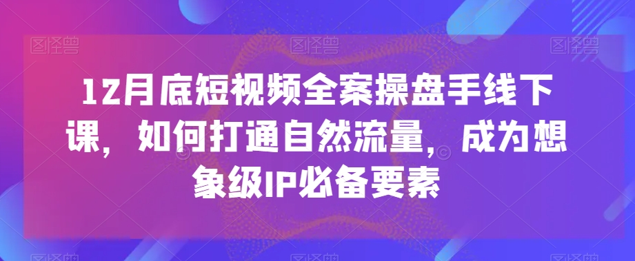 12月底短视频全案操盘手线下课，如何打通自然流量，成为想象级IP必备要素-新星起源