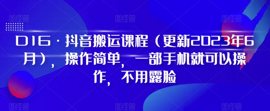 D1G·抖音搬运课程（更新2024年01月），操作简单，一部手机就可以操作，不用露脸-新星起源