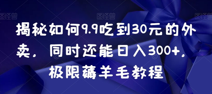 揭秘如何9.9吃到30元的外卖，同时还能日入300+，极限薅羊毛教程-新星起源