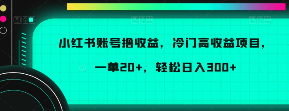 小红书账号撸收益，冷门高收益项目，一单20+，轻松日入300+【揭秘】-新星起源