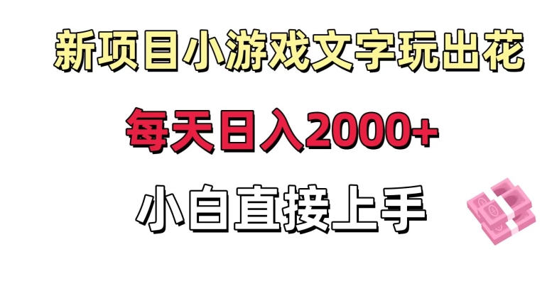 新项目小游戏文字玩出花日入2000+，每天只需一小时，小白直接上手【揭秘】-新星起源