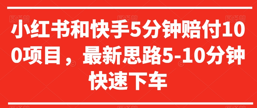 小红书和快手5分钟赔付100项目，最新思路5-10分钟快速下车【仅揭秘】-新星起源