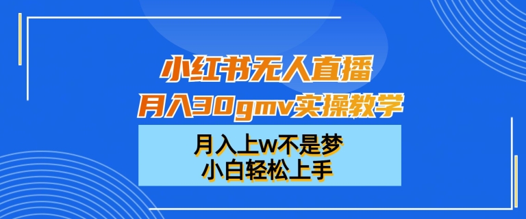 小红书无人直播月入30gmv实操教学，月入上w不是梦，小白轻松上手【揭秘】-新星起源