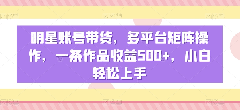 明星账号带货，多平台矩阵操作，一条作品收益500+，小白轻松上手【揭秘】-新星起源