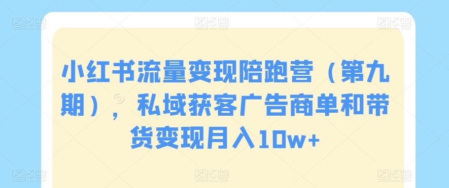 小红书流量变现陪跑营（第九期），私域获客广告商单和带货变现月入10w+-新星起源