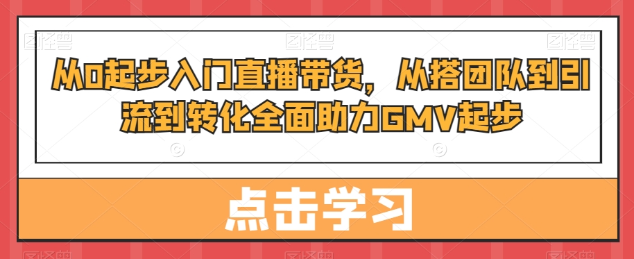 从0起步入门直播带货，​从搭团队到引流到转化全面助力GMV起步-新星起源