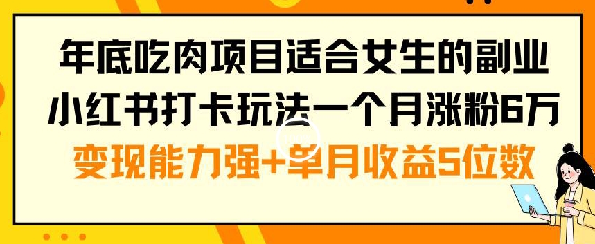 年底吃肉项目适合女生的副业小红书打卡玩法一个月涨粉6万+变现能力强+单月收益5位数【揭秘】-新星起源