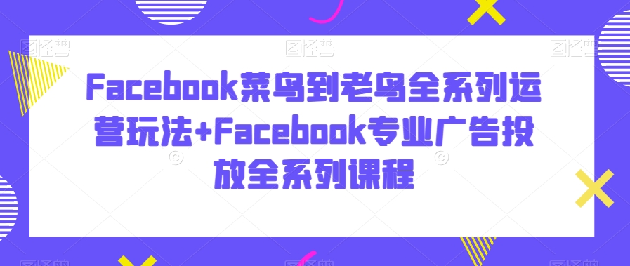 Facebook菜鸟到老鸟全系列运营玩法+Facebook专业广告投放全系列课程-新星起源