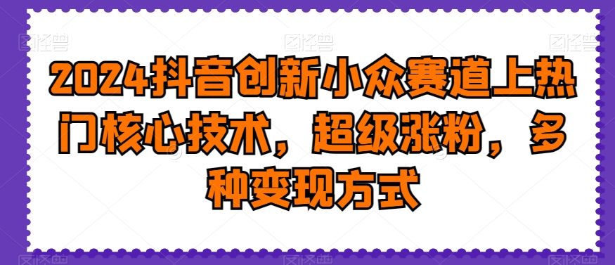 2024抖音创新小众赛道上热门核心技术，超级涨粉，多种变现方式【揭秘】-新星起源