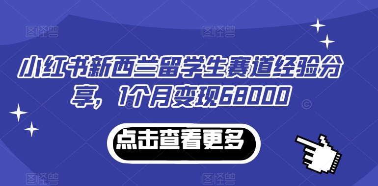 小红书新西兰留学生赛道经验分享，1个月变现68000【揭秘】-新星起源