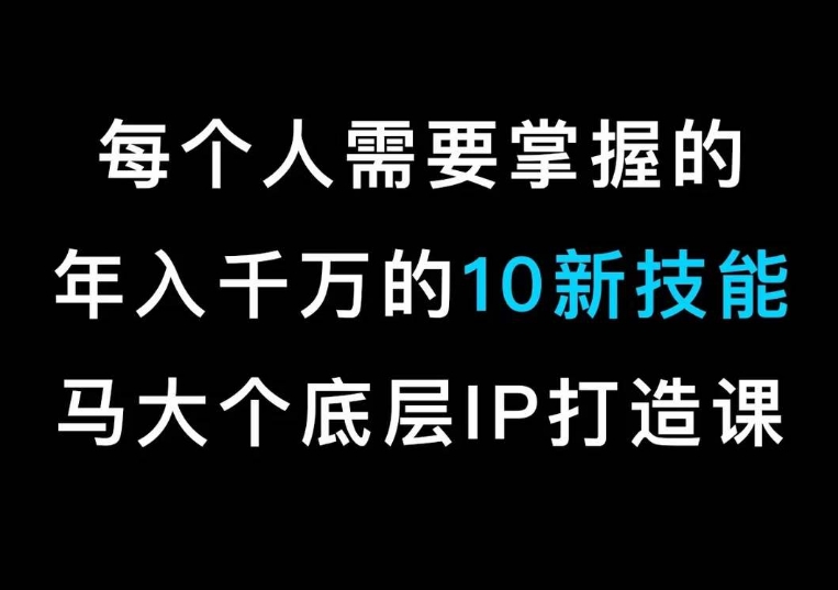 马大个的IP底层逻辑课，​每个人需要掌握的年入千万的10新技能，约会底层IP打造方法！-新星起源