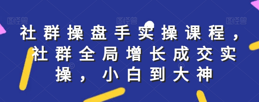 社群实操课程，社群全局增长成交实操，小白到大神-新星起源