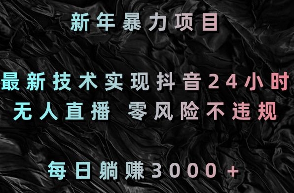 新年暴力项目，最新技术实现抖音24小时无人直播，零风险不违规，每日躺赚3000＋【揭秘】-新星起源