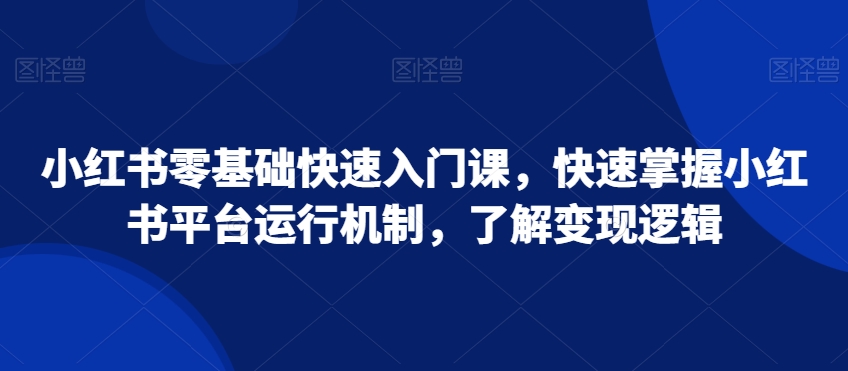 小红书零基础快速入门课，快速掌握小红书平台运行机制，了解变现逻辑-新星起源