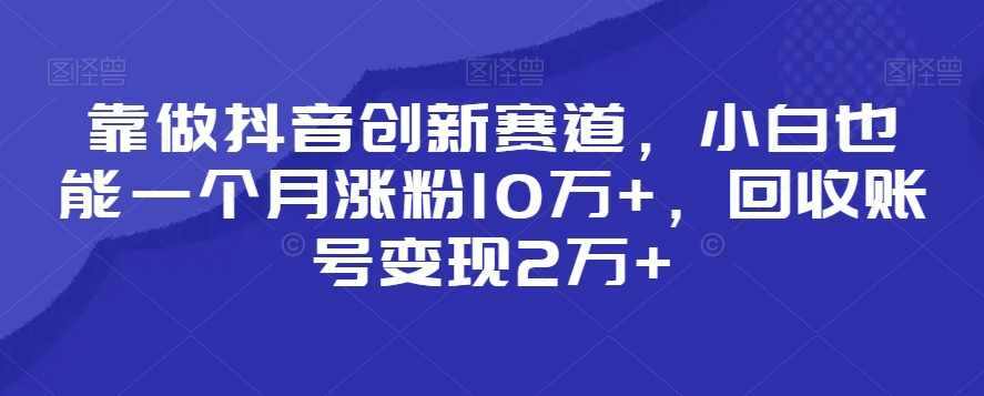 靠做抖音创新赛道，小白也能一个月涨粉10万+，回收账号变现2万+【揭秘】-新星起源