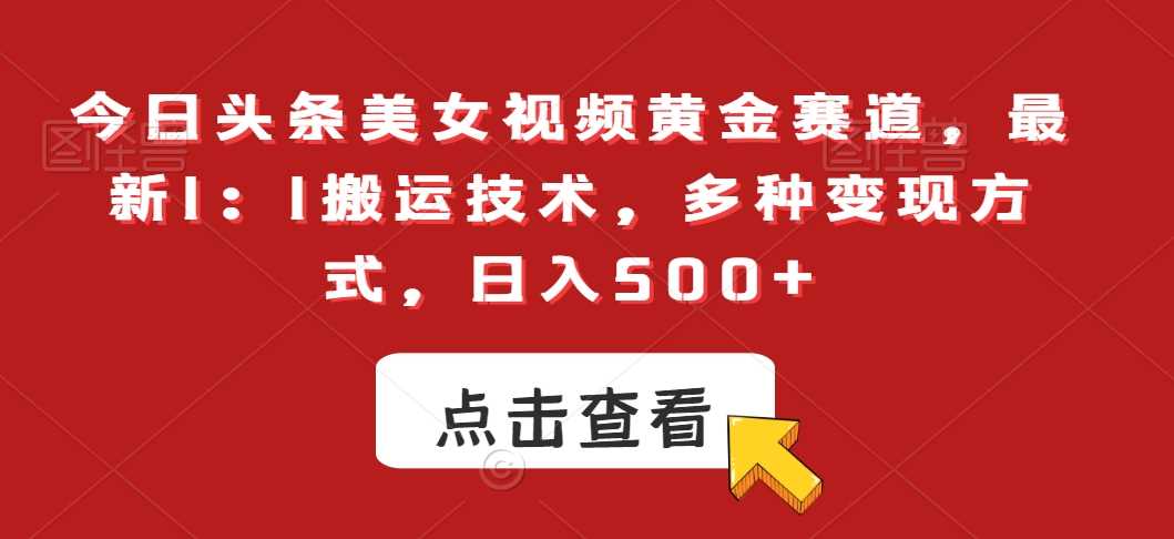 今日头条美女视频黄金赛道，最新1：1搬运技术，多种变现方式，日入500+【揭秘】-新星起源