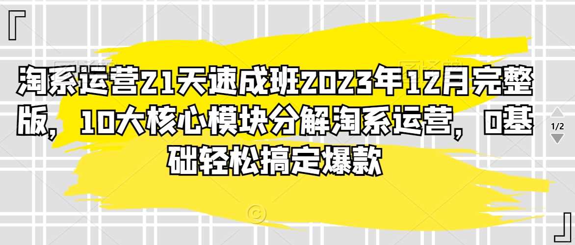 淘系运营21天速成班2023年12月完整版，10大核心模块分解淘系运营，0基础轻松搞定爆款-新星起源