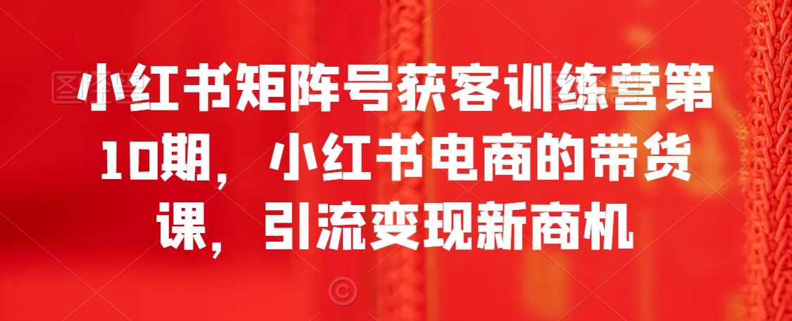 小红书矩阵号获客训练营第10期，小红书电商的带货课，引流变现新商机-新星起源