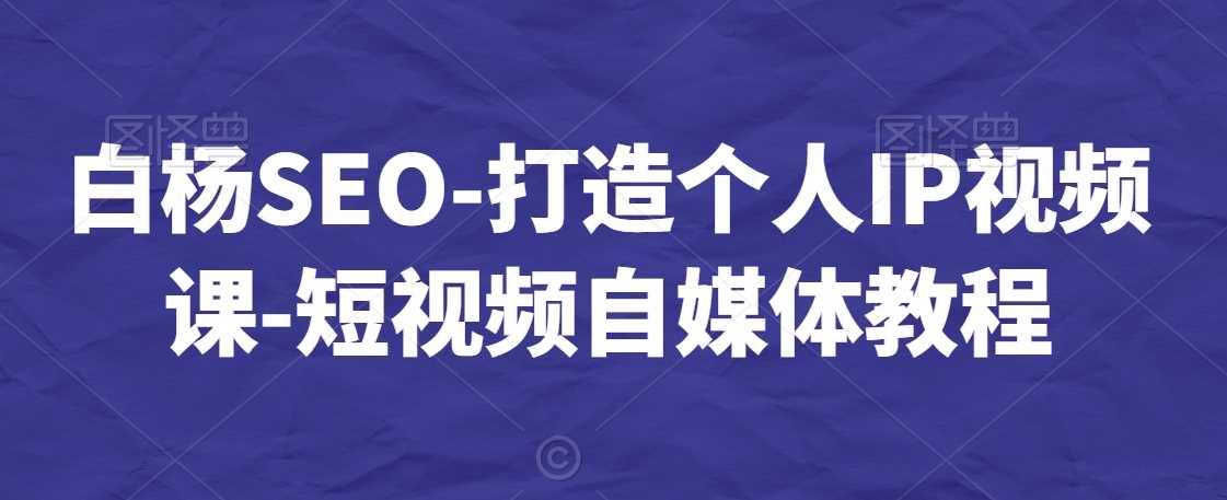 白杨SEO-打造个人IP视频课-短视频自媒体教程-新星起源