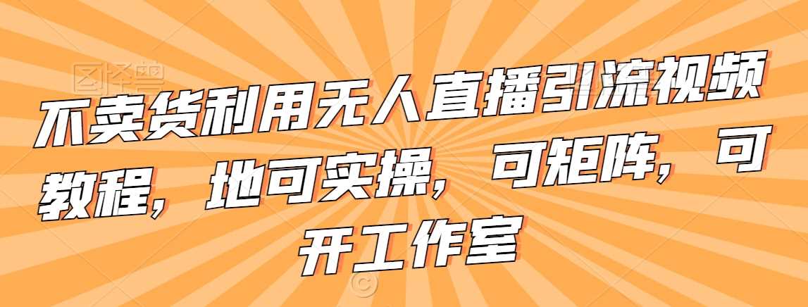 不卖货利用无人直播引流视频教程，地可实操，可矩阵，可开工作室【揭秘】-新星起源