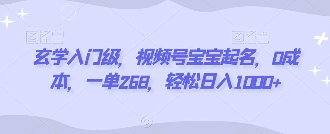 玄学入门级，视频号宝宝起名，0成本，一单268，轻松日入1000+【揭秘】-新星起源