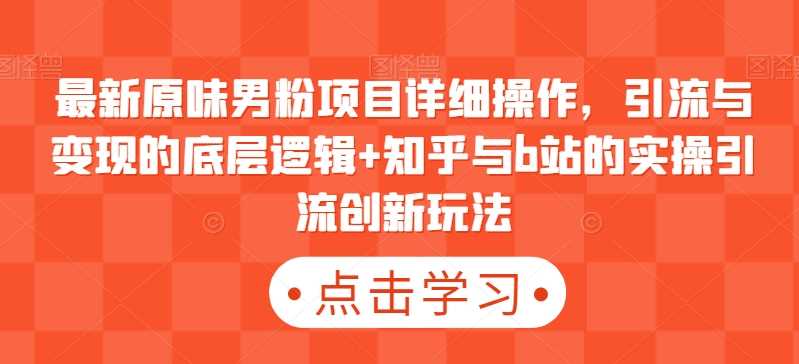 最新原味男粉项目详细操作，引流与变现的底层逻辑+知乎与b站的实操引流创新玩法-新星起源