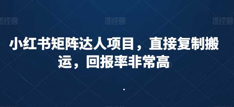 小红书矩阵达人项目，直接复制搬运，回报率非常高-新星起源